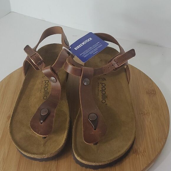 Papillio by Birkenstock Ashley BrownLeather T-Strap Wedge Sandals Women's EU 41 - Picture 1 of 11